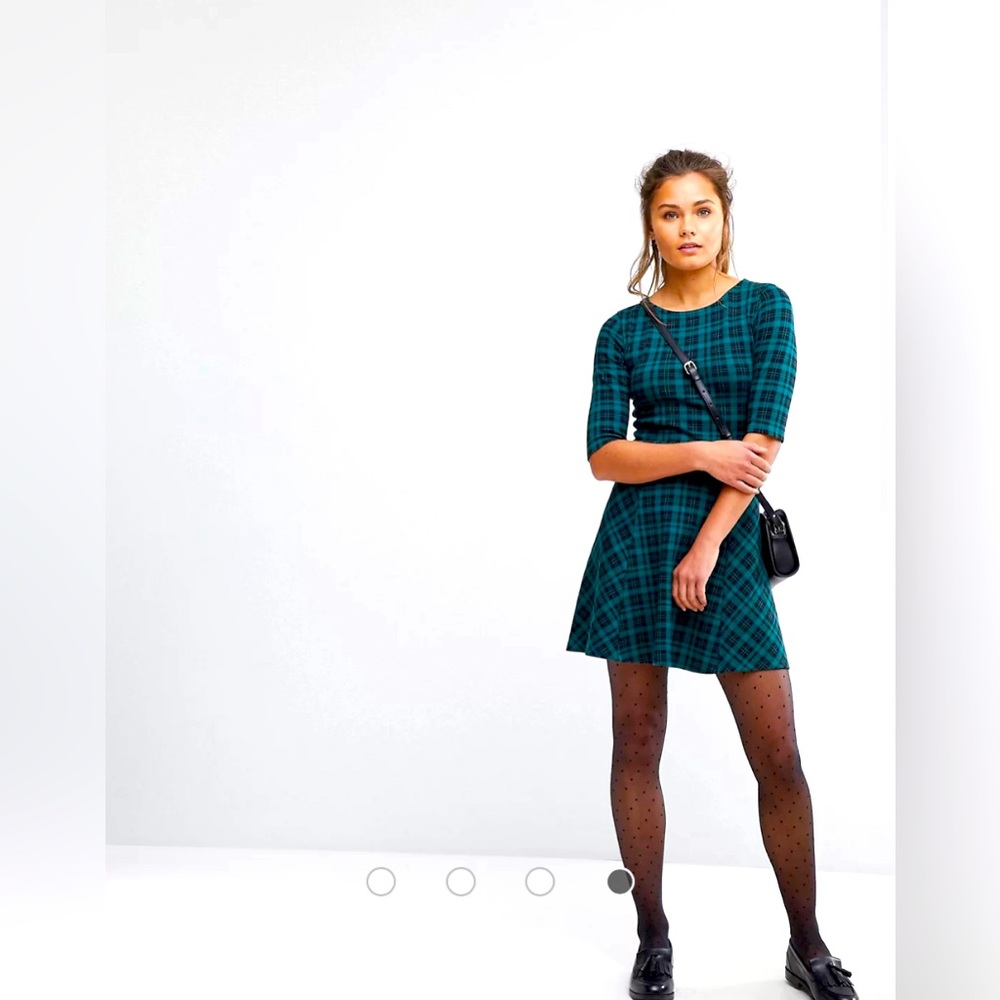 Jack Wills Jersey Skater Dress in Tartan Check, Size 2 (US), size 6 (UK).
